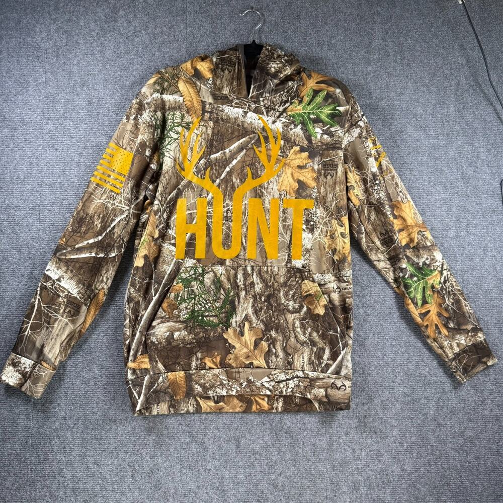 Camouflage Hunting Pullover Hoodie Grunt Style Mens Small Graphic Camo